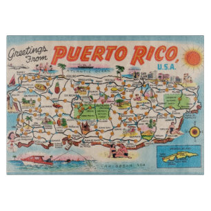 Alte Karte von Puerto Rico Schneidebrett