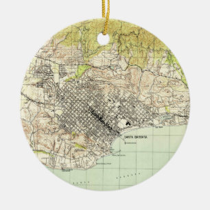 Alte Karte von Santa Barbara California (1944) Keramikornament