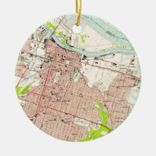 Alte Karte von Savannah Georgia (1955) Keramik Ornament