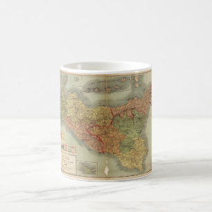 Alte Karte von Sizilien aus dem Jahr 1900 (Sicilia Kaffeetasse