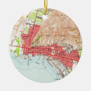 Alte Karte von Ventura California (1951) Keramik Ornament