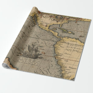 Alte Karten Muster Geschenkpapier