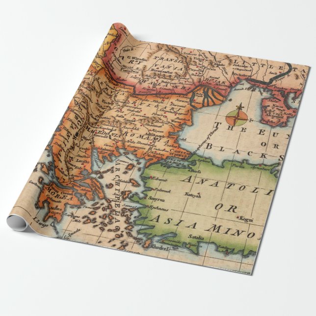 Alte Karten Muster Geschenkpapier (Ungerollt)