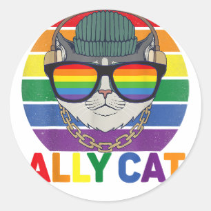 Alte Katze LGBT Gay Rainbow Pride Flag - Alte Katz Runder Aufkleber