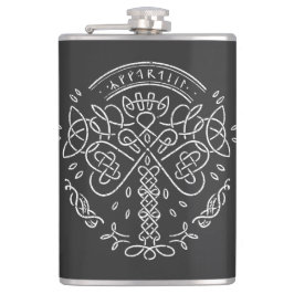 Alte keltische Knüpfarbeit - Baum des Lebens Flachmann