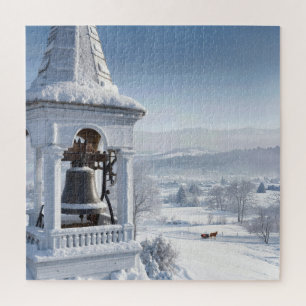 Alte Kirchenglocke mit Pferdeschlitten Puzzle