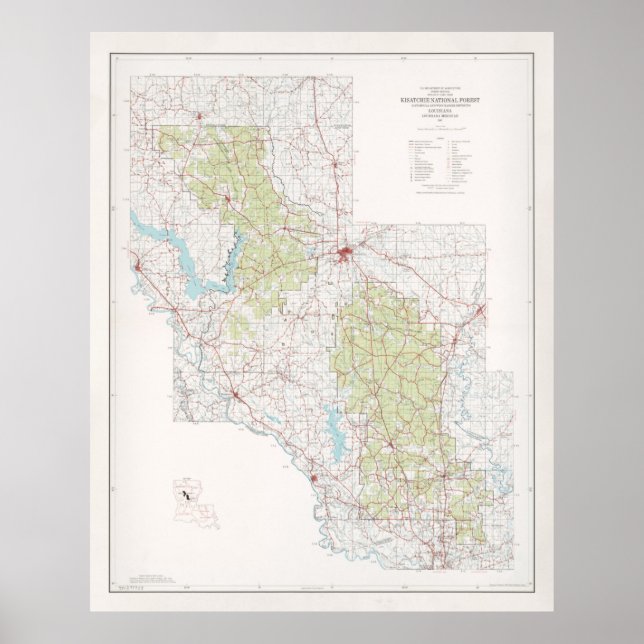 Alte Kisatchie National Forest Map (1967) Poster (Vorne)