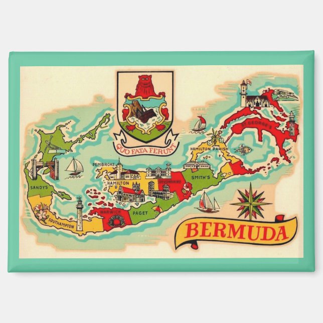 Alte Klassische Bermuda Karte Magnet (Vorderseite)