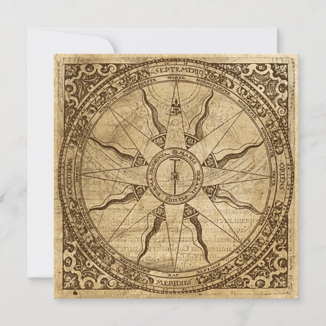 Alte Kompass-Rose Einladung (Vorderseite)