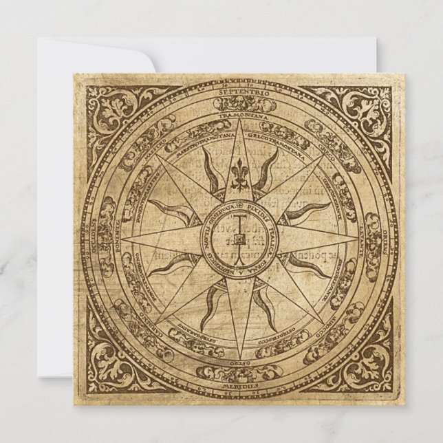 Alte Kompassrose Einladung (Vorderseite)