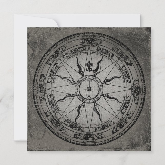 Alte Kompassrose Einladung (Vorderseite)