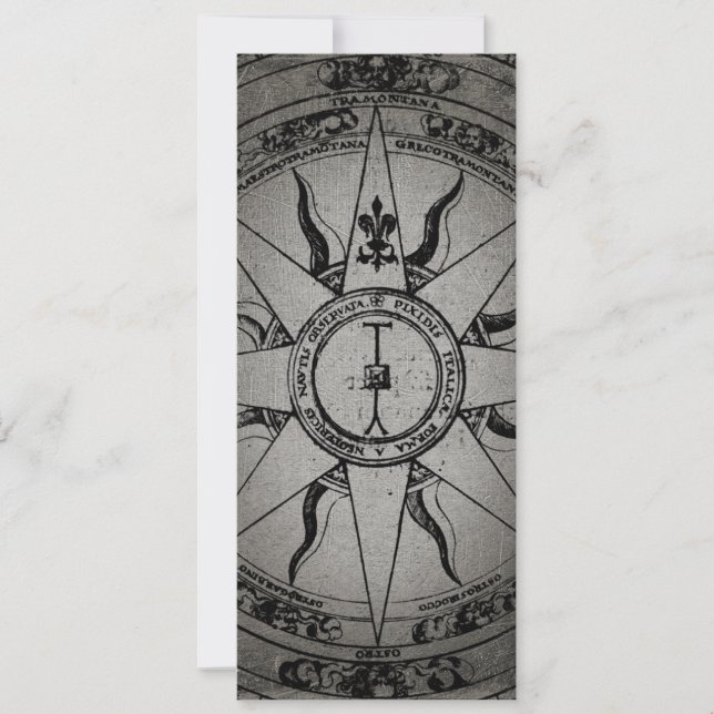 Alte Kompassrose Einladung (Vorderseite)