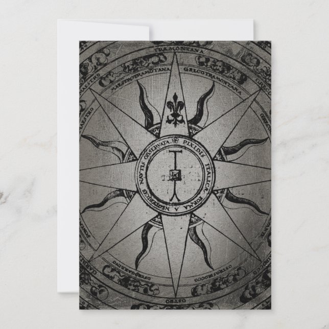 Alte Kompassrose Einladung (Vorderseite)