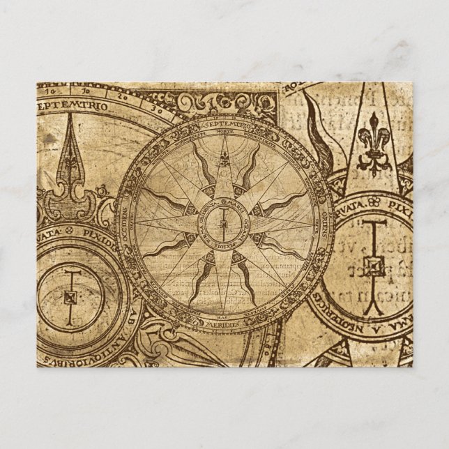 Alte Kompassrose Postkarte (Vorderseite)