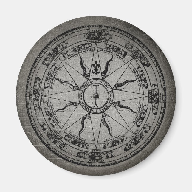 Alte Kompassrose (S/W) Magnet (Vorne)