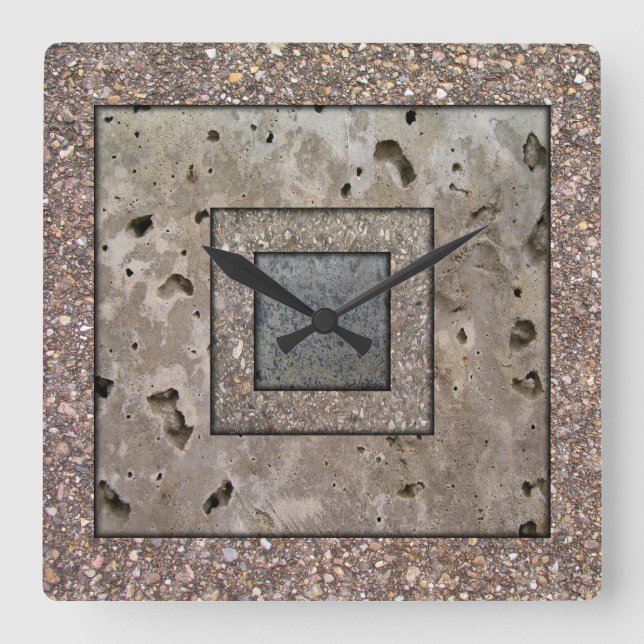 Alte konkrete quadratische Platte Wanduhr (Vorderseite)