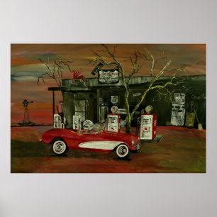 Alte konvertible Stingray Corvette Poster Print