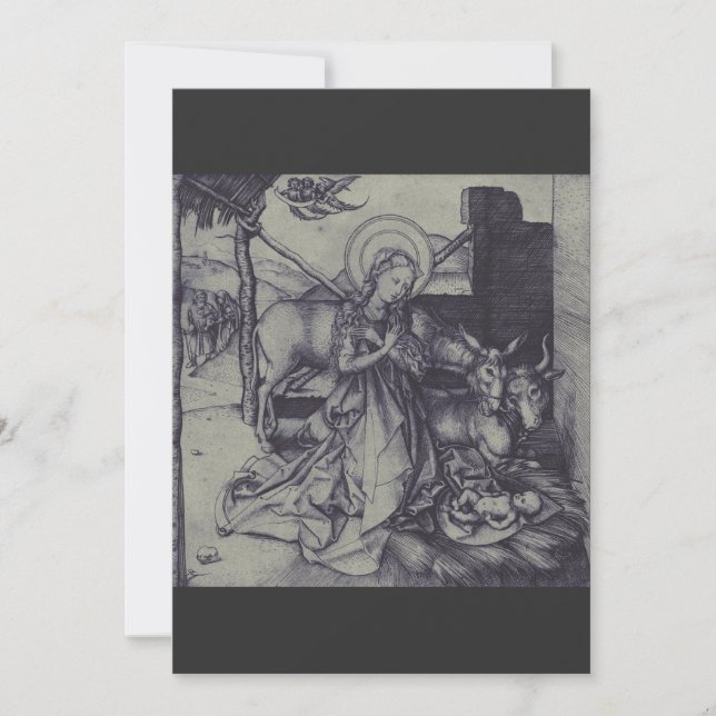 Alte Krippe-Szene og Jesus Christus Feiertagskarte (Vorderseite)