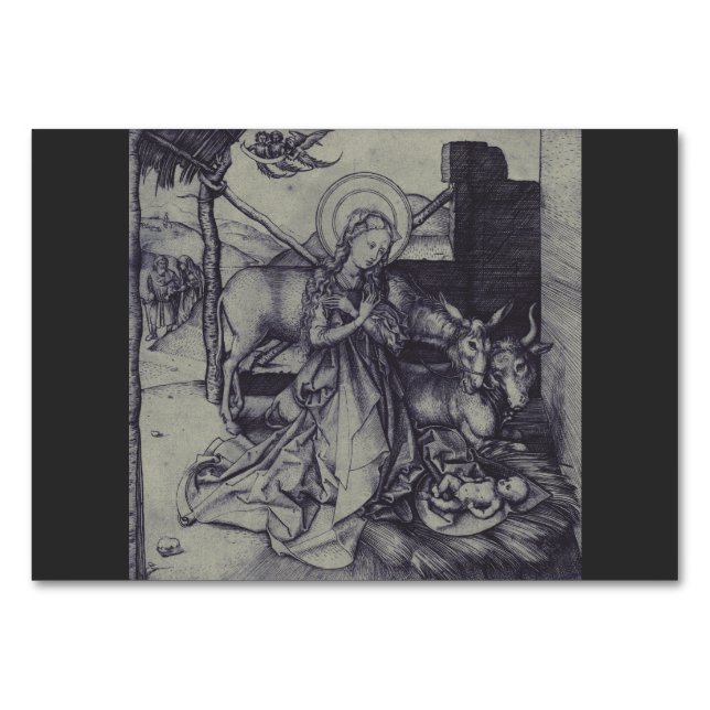 Alte Krippe-Szene og Jesus Christus Tischnummer (Vorderseite)