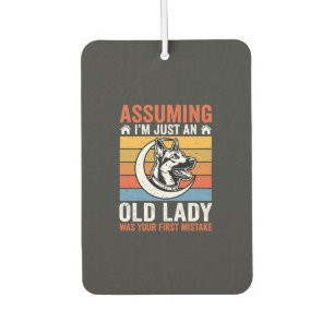 Alte Lady-Hund-Warnung Retro Autolufterfrischer