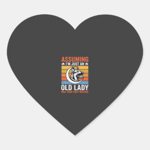 Alte Lady-Hund-Warnung Retro Herz-Aufkleber