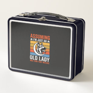 Alte Lady-Hund-Warnung Retro Metall Brotdose