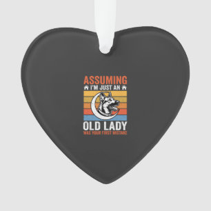 Alte Lady-Hund-Warnung Retro Ornament