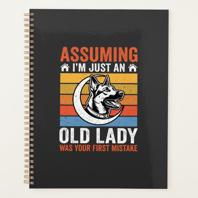 Alte Lady-Hund-Warnung Retro Planer (Vorderseite)