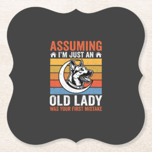 Alte Lady-Hund-Warnung Retro Untersetzer