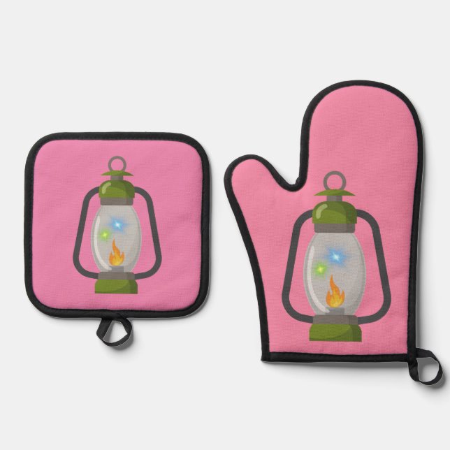 alte Lampe Ofenhandschuh & Topflappen-Set (Vorderseite)