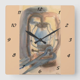 Alte Laternen- und Schafscherer Quadratische Wanduhr