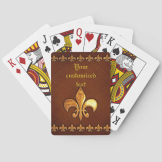 Alte Lederdecke mit goldener Fleur-de-Lys - Spielkarten
