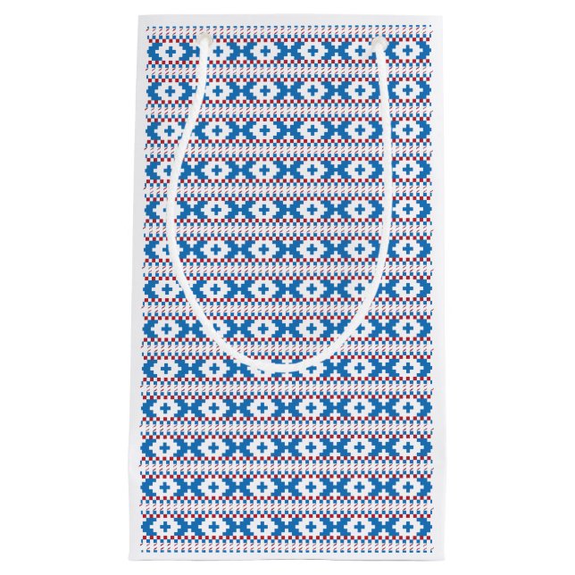 Alte lettische Schilder blau, rot, weiß Kleine Geschenktüte (Vorderseite)