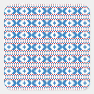 Alte lettische Schilder blau, rot, weiß Quadratischer Aufkleber