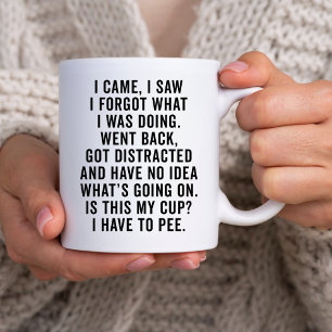 Alte Leute, Ich kam, sah und vergaß, was ich tat Zweifarbige Tasse