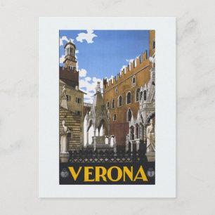 Alte Litho-Werbeanzeige für Reisen nach Verona Ita Postkarte
