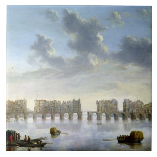 Alte London-Brücke (Öl), c.1630 Fliese (Vorderseite)