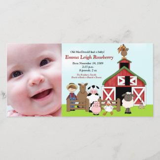 Alte MacDonald Farm 8x4 Foto Geburtsankündigung Ankündigung