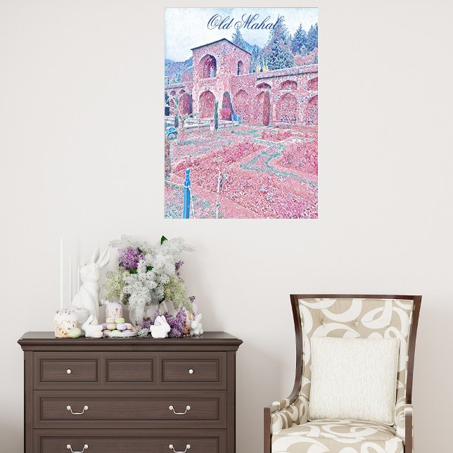 Alte Mahal Historische Ruinen Moderne Kunst, Mauer Poster (Old Mahal Architecture Historical Ruins Modern Art Poster)