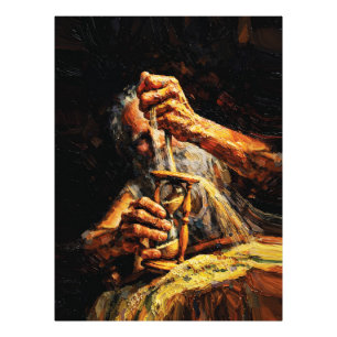 Alte Mann Sanduhr Zeit entgleitet Impasto Fotodruck