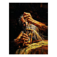 Alte Mann Sanduhr Zeit entgleitet Impasto