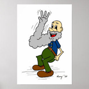 Alte Mann Waving Bart Poster