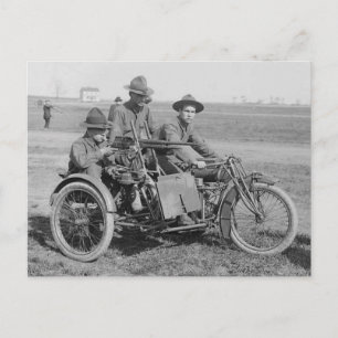 Alte Maschinenpistole Motorrad Vintages Foto Postkarte