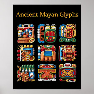 Alte Maya-Glyphen Poster