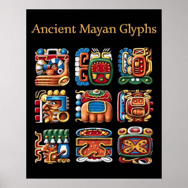Alte Maya-Glyphen Poster (Vorne)