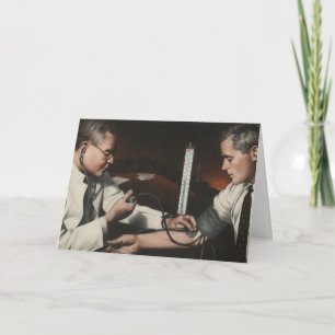 Alte Medizin, Arzt untersucht einen kranken Patien Karte