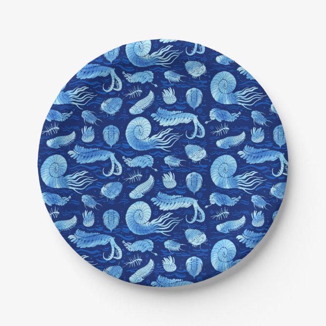 Alte Meerestiere: Trilobiten, Anomalocaris... Pappteller (Vorderseite)