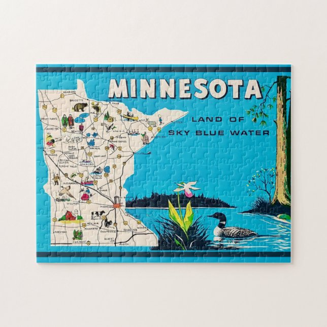 Alte Minnesota-Karte 11x14 Puzzle (Horizontal)