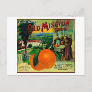 Alte Mission Orange LabelFullerton, CA Postkarte