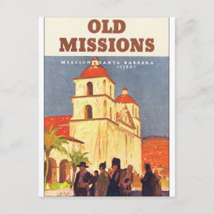Alte Missionen Santa Barbara Vintage Reiseplakat Postkarte